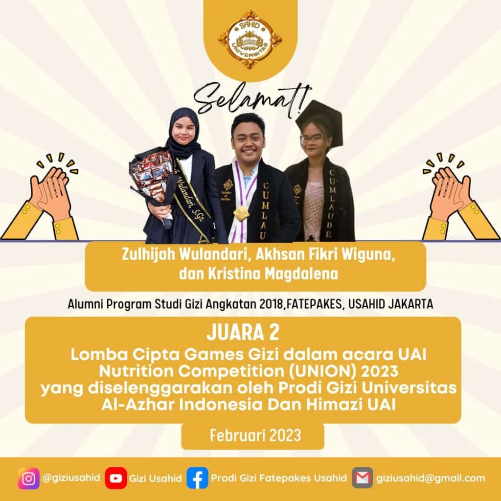 Alumni Prodi Gizi Usahid Juara 2 Lomba Cipta Games Gizi